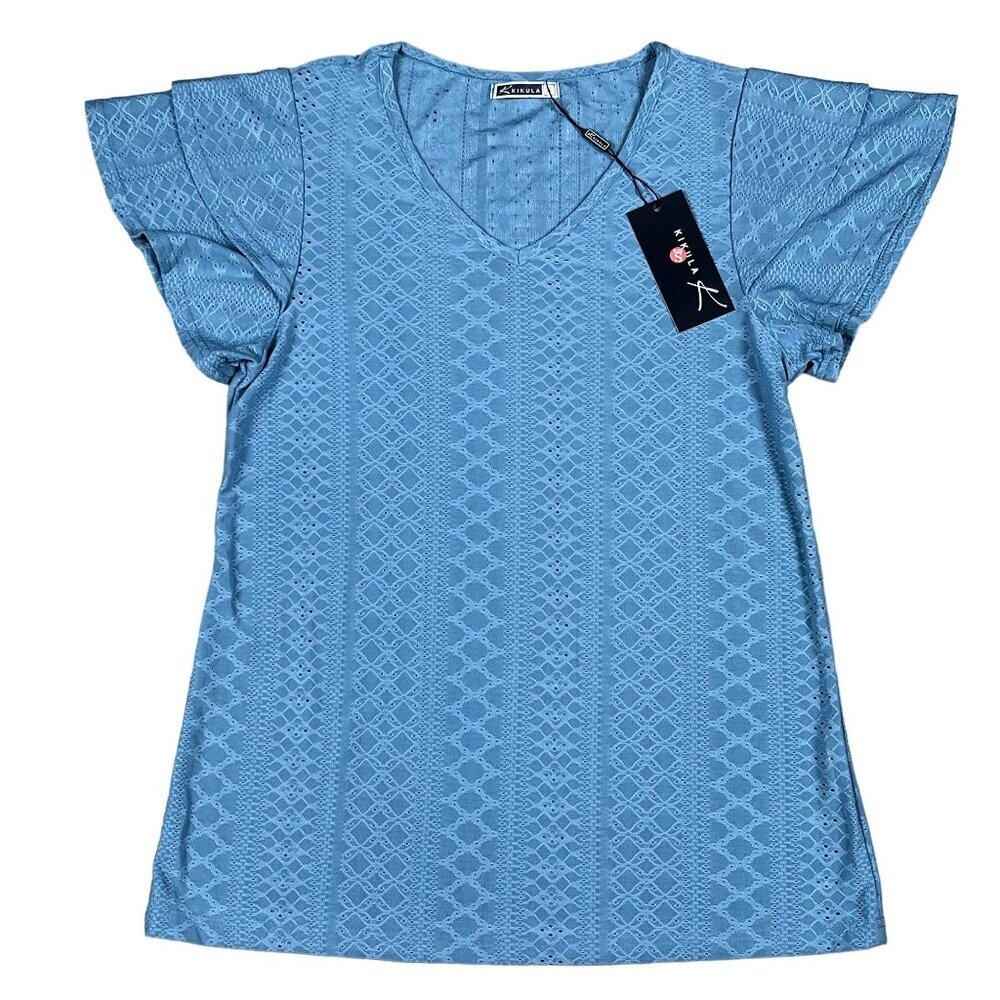 NWT Kikula Turquoise Flutter Sleeve Shirt Size‎ Small